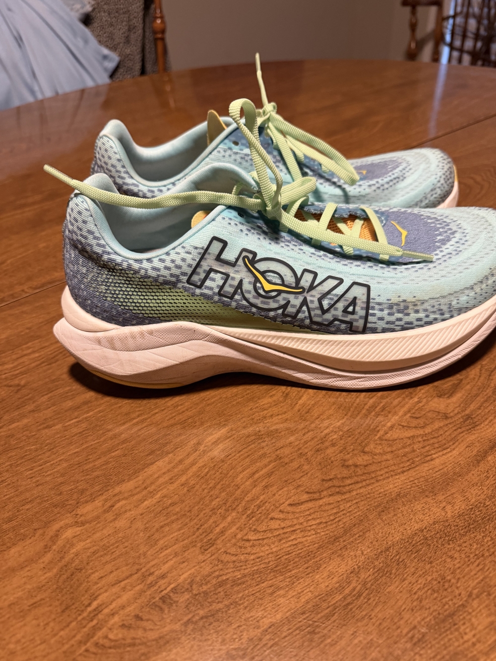 Hoka Women's Light Blue and Yellow Athletic Running Shoes